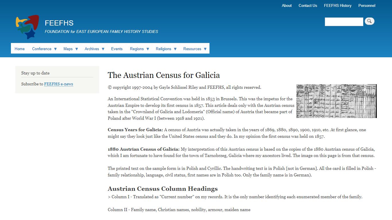 The Austrian Census for Galicia | FEEFHS